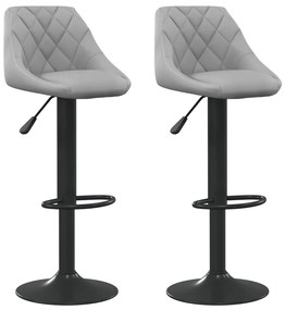Cadeiras de bar 2 pcs veludo cinzento-claro