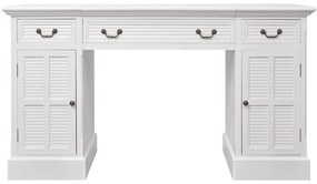 Secretária de base dupla estilo pedestal 140x48x80 cm branco