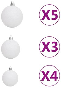 Árvore Natal artificial pré-iluminada c/ bolas 180 cm branco