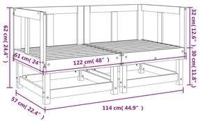 Sofás de canto para jardim 2 pcs madeira de pinho maciça branco