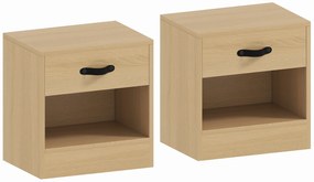Conjunto de 2 Mesas de Cabeceira para Dormitório Estreitas com Gaveta e Compartimento Aberto 39x28x41 cm Madeira