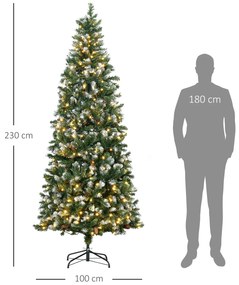 Árvore de Natal Artificial com Luzes LED 1051 Ramos 45 Pinhas e Base Dobrável Ø100x230 cm Verde