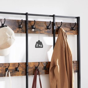 Cabide bengaleiro entrada e banco de sapatos de estilo industrial 100 x 40 x 184 cm Castanho Vintage-preto