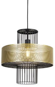 Candeeiro de suspensão design dourado com preto 40 cm - Tess Design