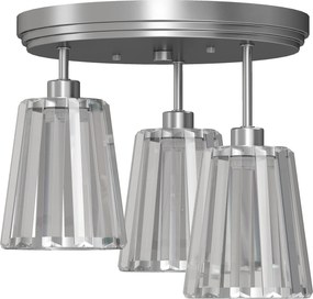 HOMCOM Plafon LED de Teto em Vidro Cristal com 3 Luzes, Soquetes E27, Sem Lâmpada, para Sala de Estar, Prata | Aosom Portugal