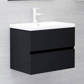 Armário de lavatório 60x38,5x45 cm contraplacado preto