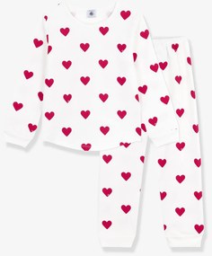 Pijama estampado corações Petit Bateau, para criança branco