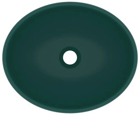 Lavatório luxuoso oval 40x33cm cerâmica verde-escuro mate