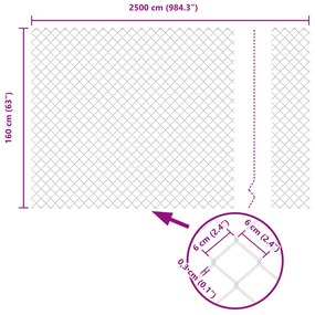Cerca de Cadeia com 13 Estacas 1,6x25 m Aço Galvanizado