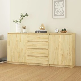 3094812 vidaXL Armários de apoio 3 pcs pinho maciço