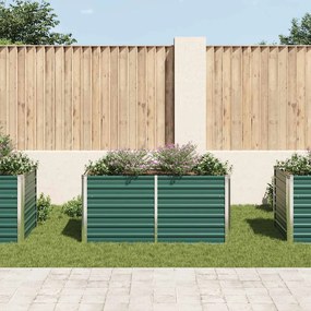 Canteiro de jardim elevado 160x80x77cm aço galvanizado verde