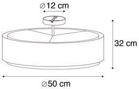 Moderna luminária de teto marrom com branco 50 cm 3 luzes - Drum Duo Moderno