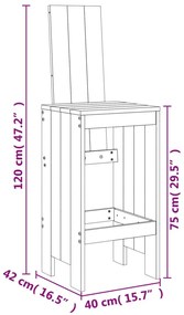 Cadeiras de bar 2 pcs 40x42x120 cm pinho maciço preto