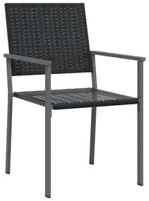 Conjunto de Jantar de Jardim 5 Peças Preto em Rattan Sintético