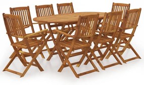 Conjunto de jantar para jardim 9 pcs madeira de acácia maciça