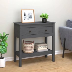 vidaXL Mesa consola 75x35x75 cm madeira de pinho maciça cinzento