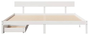 Cama sem colchão 200x200 cm madeira de pinho maciça branco