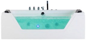 Banheira de hidromassagem em acrílico branco com LED 162 x 76 cm SAMANA Beliani