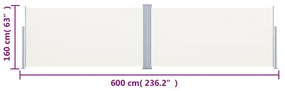 Toldo lateral retrátil 160x600 cm cor creme