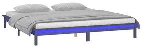 Estrutura de cama com LEDs 120x200cm madeira maciça cinzento