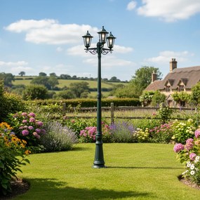 Lanterna de exterior clássica verde-escura 217cm 3-luzes IP44 - New Haven