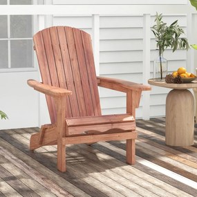 Cadeira Adirondack dobrável de madeira com encosto e apoios de braços Carga 180 Kg exterior  Pátio relvado Castanho