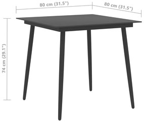 3 pcs conjunto de jantar para jardim vime de PVC preto
