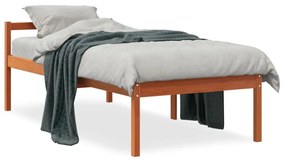 vidaXL Cama para idosos 75x190 cm madeira pinho maciça castanho cera