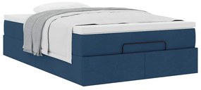 Estrutura de cama otomana com colchão 120x200 cm tecido azul