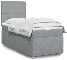 Cama com molas/colchão 90x200 cm tecido cinza-claro