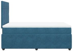 Cama boxspring com colchão 120x200 cm veludo azul-escuro