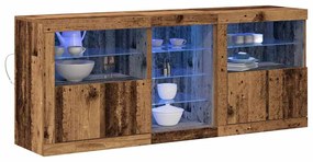Aparador com Luzes LED Madeira Antiga 162x37x67 cm Madeira Engenharia