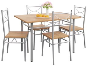 Conjunto jantar com mesa e 4 cadeiras Paul 5 peças em cor faia