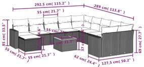 12 pcs conjunto de sofás p/ jardim com almofadões vime PE bege