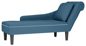 Chaise lounge c/ almofada/apoio de braços direito veludo azul