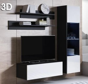Conjunto de Móveis de Sala Rio Mau – 1,6 m – Modular em Preto e Branco