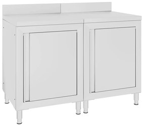 vidaXL Mesa trabalho comercial c/ armário 120x60x96 cm aço inoxidável