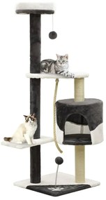 vidaXL Árvore p/gatos c/ postes arranhadores 120cm cinza-escuro/branco