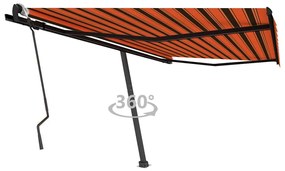 Toldo retrátil manual independente 450x300cm laranja e castanho