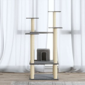 vidaXL Árvore p/ gatos c/ postes arranhadores sisal 110 cm cinza-claro