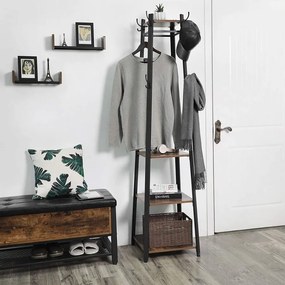 Cabideiro em estilo industrial 45 x 45 x 181 cm Castanho vintage + Preto