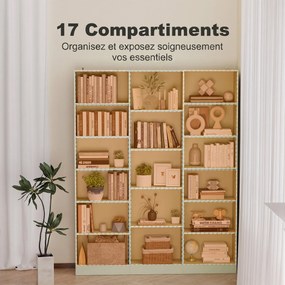 Estantes para Livros, 149 x 23,6 x 188 cm, 17 Compartimentos, Verde