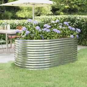 vidaXL Canteiro elevado jardim 175x100x68 aço revestido a pó prateado