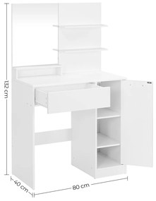 Toucador com prateleiras e gaveta (Banco não incluído) 80 x 40 x 132 cm branco