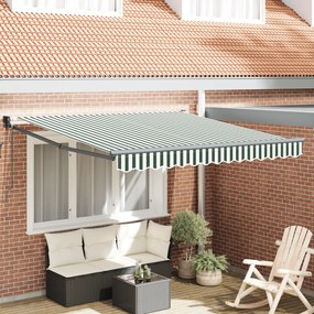 Toldo Retrátil Automático vidaXL Verde e Branco 300x250 cm