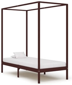 Estrutura cama com toldo 90x200 cm pinho maciço castanho-escuro