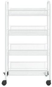 Carrinho de cozinha com 4 prateleiras ferro 46x26x85 cm branco