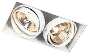 Foco embutido branco GU10 AR111 sem moldura 2 luzes - Oneon Moderno