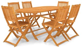 vidaXL 7 pcs conjunto dobrável de jantar p/ exterior acácia maciça