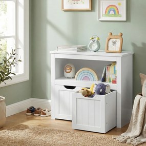 Estante infantil para brinquedos com rodas 29,7 x 72,2 x 60 cm Branco